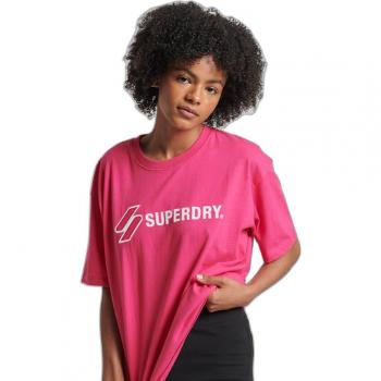 Camiseta Superdry Code SL Aplique Suelta Color Frambuesa XS