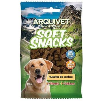 ARQUIVET Soft Snacks Huesitos Cordero 100 gr para Perro - Aperitivos para Perro en Forma de Hueso - Chuches, recompensas y premios caninos - Alimento complementario