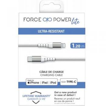 Cable USB-C a Lightning Reforzado 1.2m 3A Blanco MFI