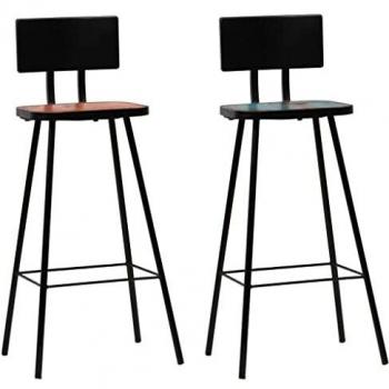 vidaXL 2X Taburetes Bar Madera Reciclada Multicolor Asiento Banco Silla Mueble