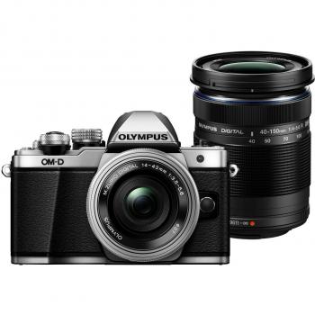 Olympus E-M10 Mark-II - Cámara Digital de 16.1 MP con Estabilizador Óptico, Vídeo Full HD, WiFi y Kit Doble Zoom (M-Zuiko 14-42 mm Pancake y 40-150 mm IIR) en Plata y Negro