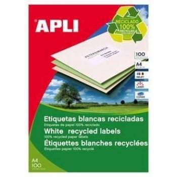 APLI 12064 - Etiquetas blancas permanentes recicladas 105,0 x 35,0 mm 100 hojas
