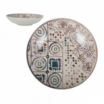 Plato Hondo Grecia Porcelana Mediterránea (12 Unidades)