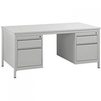 Escritorio Eurokraft Basic para Encargados Gris con 4 Cajones (2 x 140 mm, 2 x 280 mm) - Dimensiones: 1600 x 800 mm