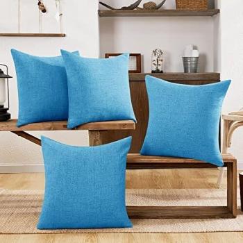 Deconovo Funda de cojin para Salón 4 Piezas 50x50cm Azul Cielo