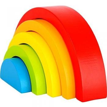Small Foot 10585 Baby Motor Skills Juguetes Rainbow con Cinco Colores y Formas Diferentes, Juego de Agarre Ideal para los Primeros Meses