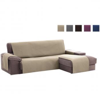 textil-home Funda Cubre Sofá Chaise Longue Adele, Protector para Sofás Acolchado Brazo Derecho. Tamaño -240cm. Color Beig