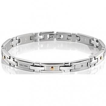Sector No Limits Pulsera para hombre, Colección BASIC Sector Jewels, larga 22 cm, en acero y PVD oro amarillo - SLI57