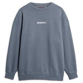 Sudadera Suelta de Cuello Redondo para Hombre Superdry con Micrologotipo Estampado Azul (Tamaño XXL)