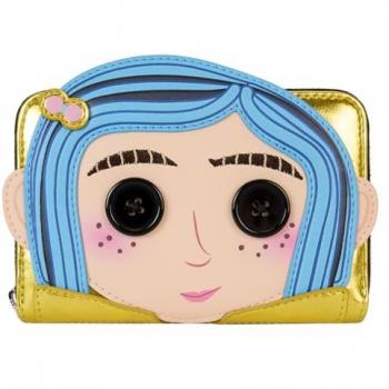 Cartera/Billetera Loungefly Coraline 15th Anniversary Laika Doll Cosplay con Cremallera Alrededor, Multicolor