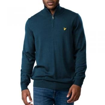 Lyle & Scott Cotton Merino Men's Quarter Zip Jumper - Apres Navy - Size L
