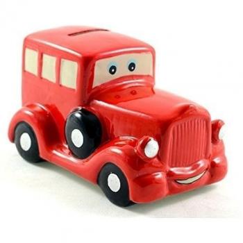 Home Line Hucha Coche CERÁMICA con TAPÓN 8X13X7,5 - Rojo