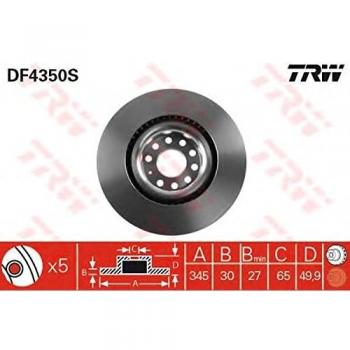 Disco de freno TRW LUC DF4350S, frente, ventilado, altamente carbonizado, 1 pieza
