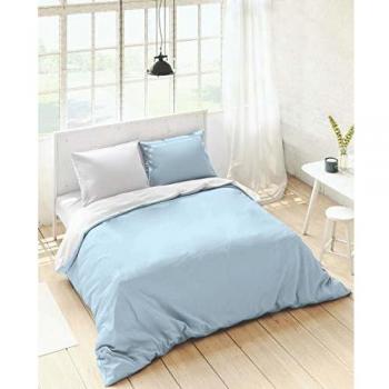 NATURALS Funda nórdica Bicolor Reversible Azul Mar/Blanco Cama 135
