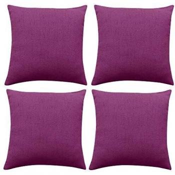 Deconovo Fundas Cojines de Lino Artificial, Suave suntuoso, 4 Piezas, 40 X 40 Cm Fucsia