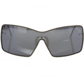 Frankie Morello Black Metallic Fibre Sunglasses with Gray Mirror Lens, Female, One Size