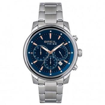 Reloj BREIL MEN'S CALIBER EXFERA MONOCHROMÁTICA AZUL movimiento QUARTZ CHRONOGRAPH y PULSERA DE ACERO PLATEADO EW0645