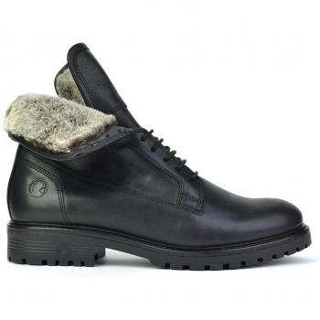 Botas Militares de Cuero para Hombre en Color Negro con Forro de Pelo