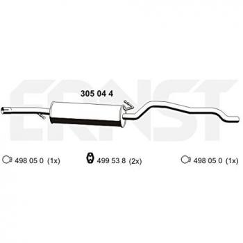 Silenciador Intermedio ERNST 305044 para Volkswagen Sharan I y Ford Galaxy Mk1 MPV