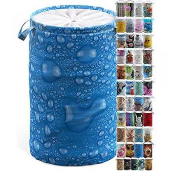 Cesto de Ropa Plegable Sanilo Gotas de Rocío Azul, 60 Litros, con Protección Visual