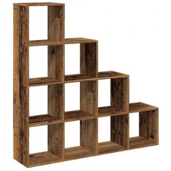 Librería divisora 4 niveles madera envejecida 131,5x29x131,5 cm Marrón