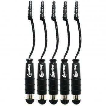 Emartbuy® Bundle Paquete de 5 Negro Mini Lápiz Óptico Metálico para Pantalla Táctil apto para Bluboo Xtouch / Bluboo XFire