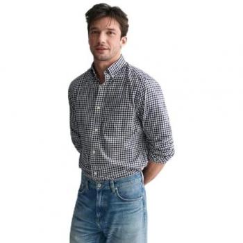 Camisa de Hombre Gant Regular Fit de Sarga Ligera a Cuadros Vichy Marino (XL)