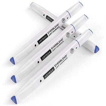 Arteza EverBlend rotuladores mezcladores color Azul Denim A8272 | Juego de 4 | Rotuladores de alcohol con doble punta
