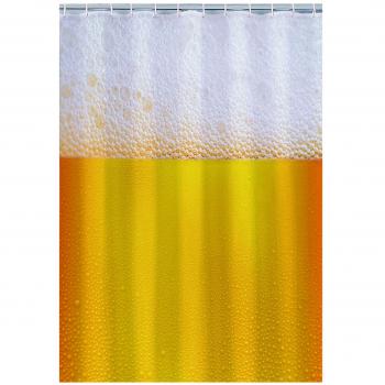 Out of the blue Cortina de baño, diseño de Cerveza, Amarillo y Blanco, 180x180 cm