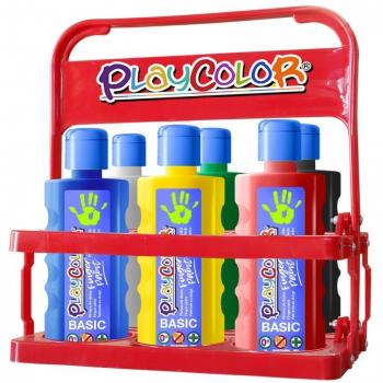Playcolor - Finger Paint Basic 6 botellas 500ml. Basket 6 colores
