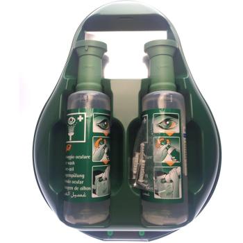Gramm Station y botellas de repuesto, Augenspülstation mit 2x500ml NaCl, 1