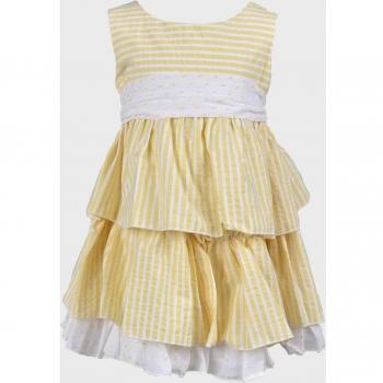 Vestido sin mangas con volantes amarillo de algodón para bebé niña
