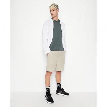 Armani Exchange Men's Regular Fit Beige Linen Blend Bermuda Shorts