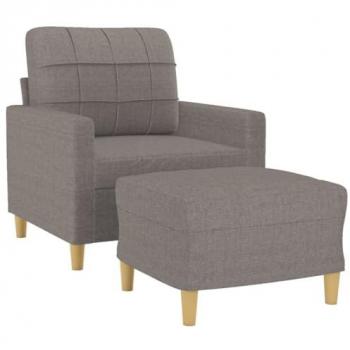 Sillón con Taburete Tela Gris Taupe 60 cm