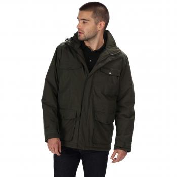 Regatta Phyllon - Parka impermeable con múltiples bolsillos y aislamiento térmico para hombre, Hombre, Chaqueta aislante impermeable., RMP264 90550, verde oscuro, S