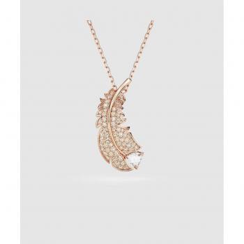 Colgante Nice Pluma Bañado en Oro Rosa con Pavé de Circonitas