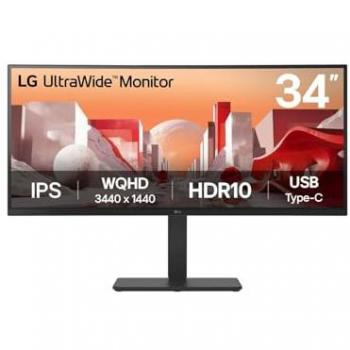 LG 34 UltraWide UWQHD IPS Monitor with HDMI/DP/USB-C, 3440 x 1440 Resolution