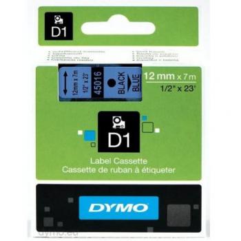 Cinta Laminada Dymo D1 45016, 12 mm, Azul Negro, para Rotuladoras LabelManager™, Paquete de 5 Unidades