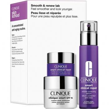 Clinique Smart Clinical Repair Wrinkle Correcting Serum Set + Cream & Eye Cream - Kit de Regalo para Renovación y Suavizado