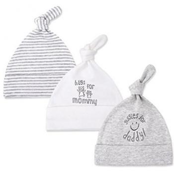 CuteOn 3 Paquete Bebé Beanie Nudo Sombrero Recién Nacido Chicos Chicas Algodón Ajustable Gorra para Bebé 0-6 Meses