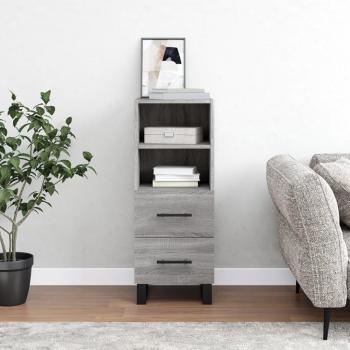 Aparador de madera contrachapada 34,5x34x90 cm, mueble de almacenaje para salón, buffet, armario auxiliar y armario de almacenamiento en color gris Sonoma