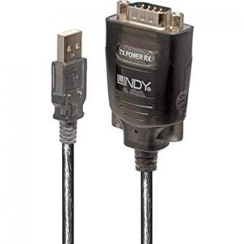Lindy 42686 adaptador de cable USB RS-232 Negro - Adaptador para cable