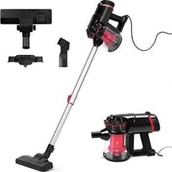 Aigostar Cyclone - Aspirador de mano y vertical 2 en 1. Potencia 600W, 15 Kpa de succión. Filtro HEPA. Aspirador 2 en 1 con tubo telescópico, cepillo de suelo y accesorio de boquilla estrecha.