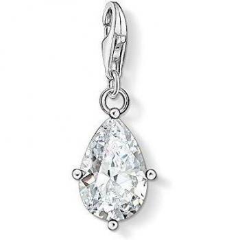 Colgante Charm de Plata 925 con Gota de Piedra Blanca y Zircón