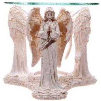 Blanco ngel de rogacin Figurita Quemador de aceite
