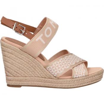 Tommy Hilfiger TOMMY WEBBING HIGH WEDGE SANDAL Esparto Con Cuña mujer Beige