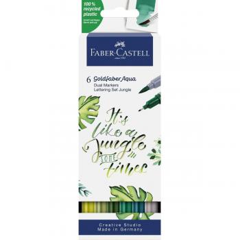 Estuche 6 Rotuladores Doble Punta Acualerable GoldFaber Aqua Dual Marker Faber-Castell Multicolor