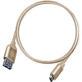SilverStone CPU05G-500 Cable USB-C a USB-A Macho/Hembra 0.5m Nylon Reforzado Color Oro