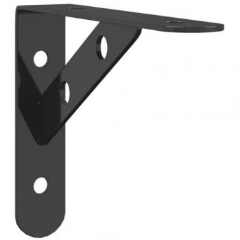 Soportes de Estante de Pared 4 uds Acero Inoxidable Negro 15x2,5x11,5 cm