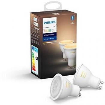 Philips Hue White Ambiance Paquete de 2 Bombillas Led Inteligentes, blanco